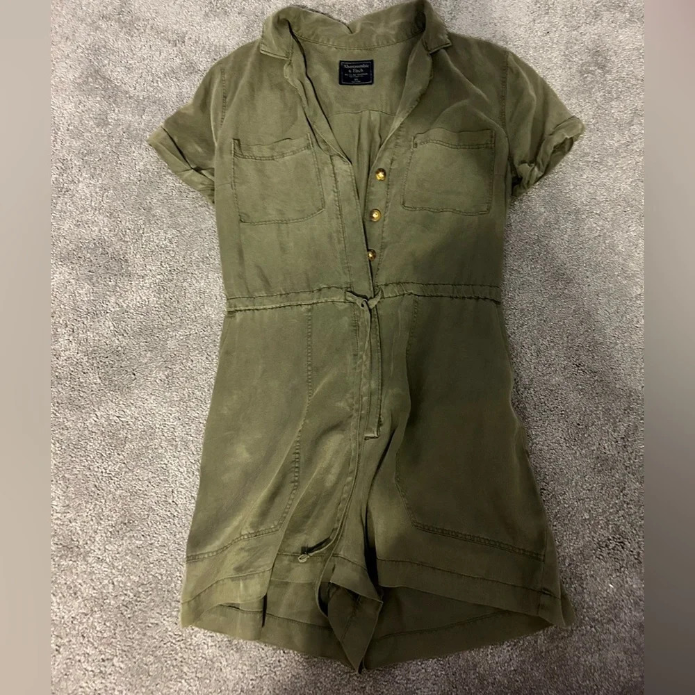 navy green romper